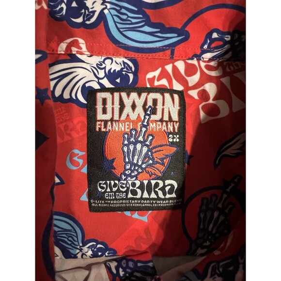 Dixxon Shirt Mens XXL Red Give Em The Bird D Lite PARTY Hawaiian eagle AOP - Picture 3 of 6